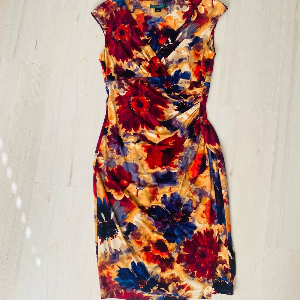 Lauren Ralph Lauren Colorful Fall Floral Midi Dress